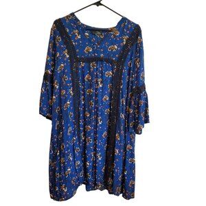 Suzanne Betro Blue Floral Tunic Dress 1X